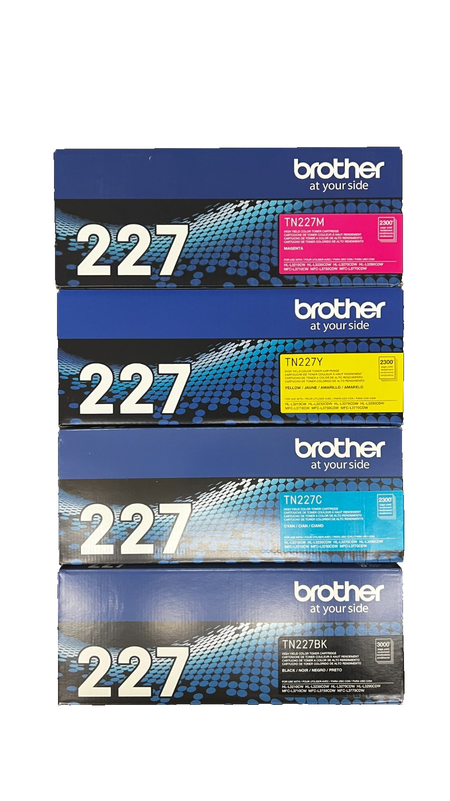 NEW Brother TN-227 High Yield Black, Cyan, Magenta, yellow Toner Cartidges