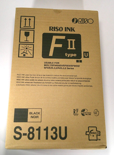 RISO S-8113 Black F II Type Duplicator Ink Box of 2 Bottles of Risograph S8113U