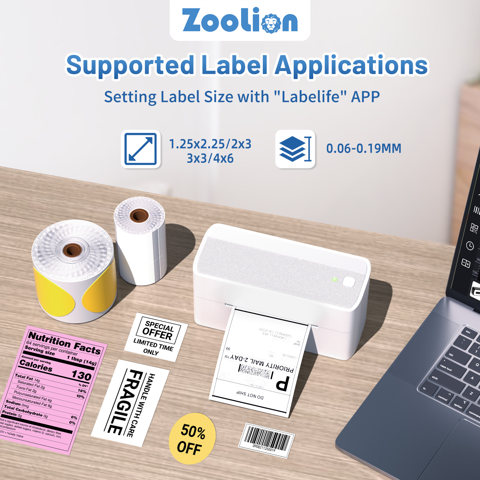 Phomemo Bluetooth Thermal Label Printer 241BT 4X6 Printer for Shipping Labels