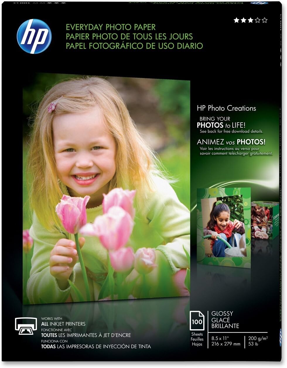 HP Everyday Inkjet Photo Paper 54 Sheets Glossy 8-1/2 x 11