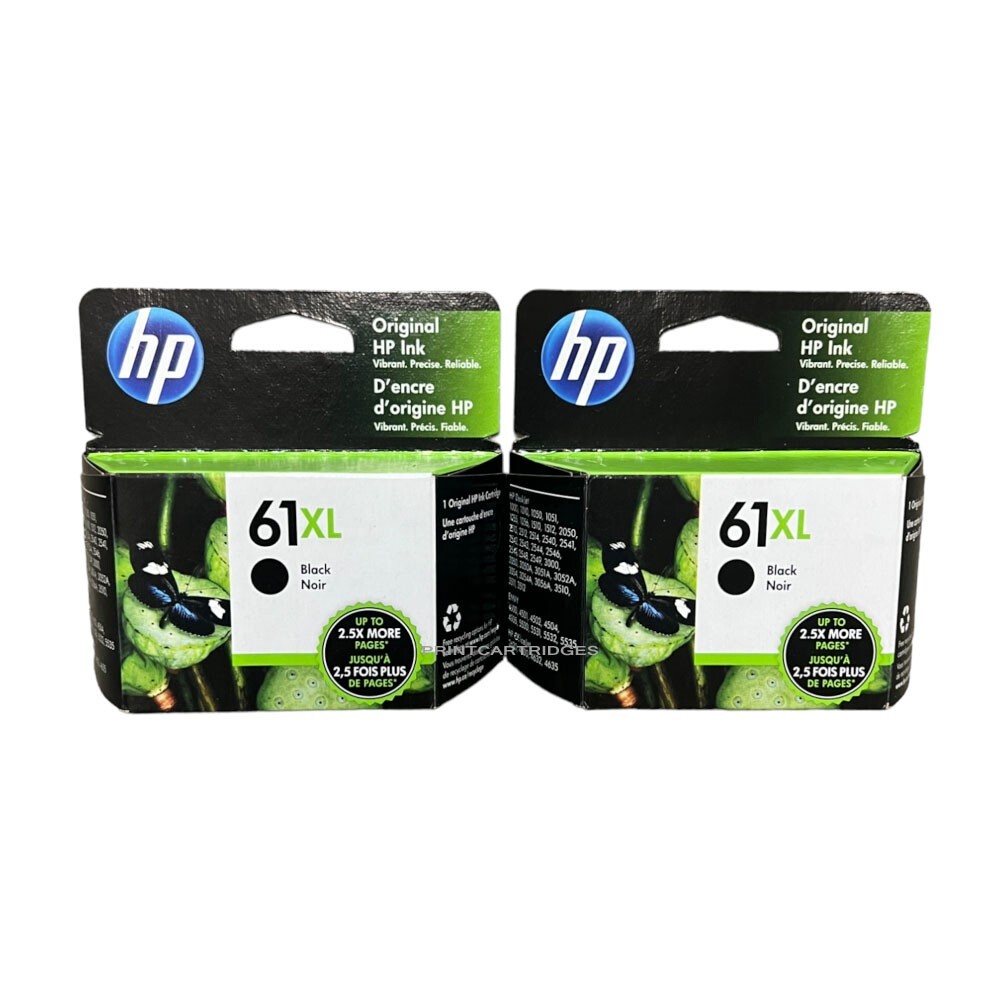 2psc Genuine HP 61XL Black Ink Cartridges In Retail Box