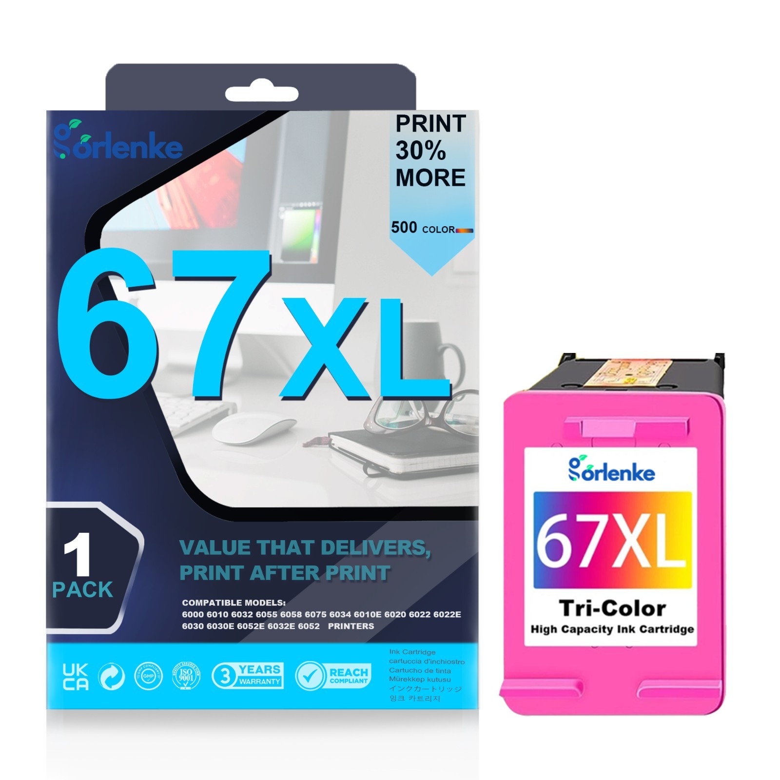 67xl Ink Cartridge Combo 67 Ink for HP Deskjet 6458e 6420 6422 6430