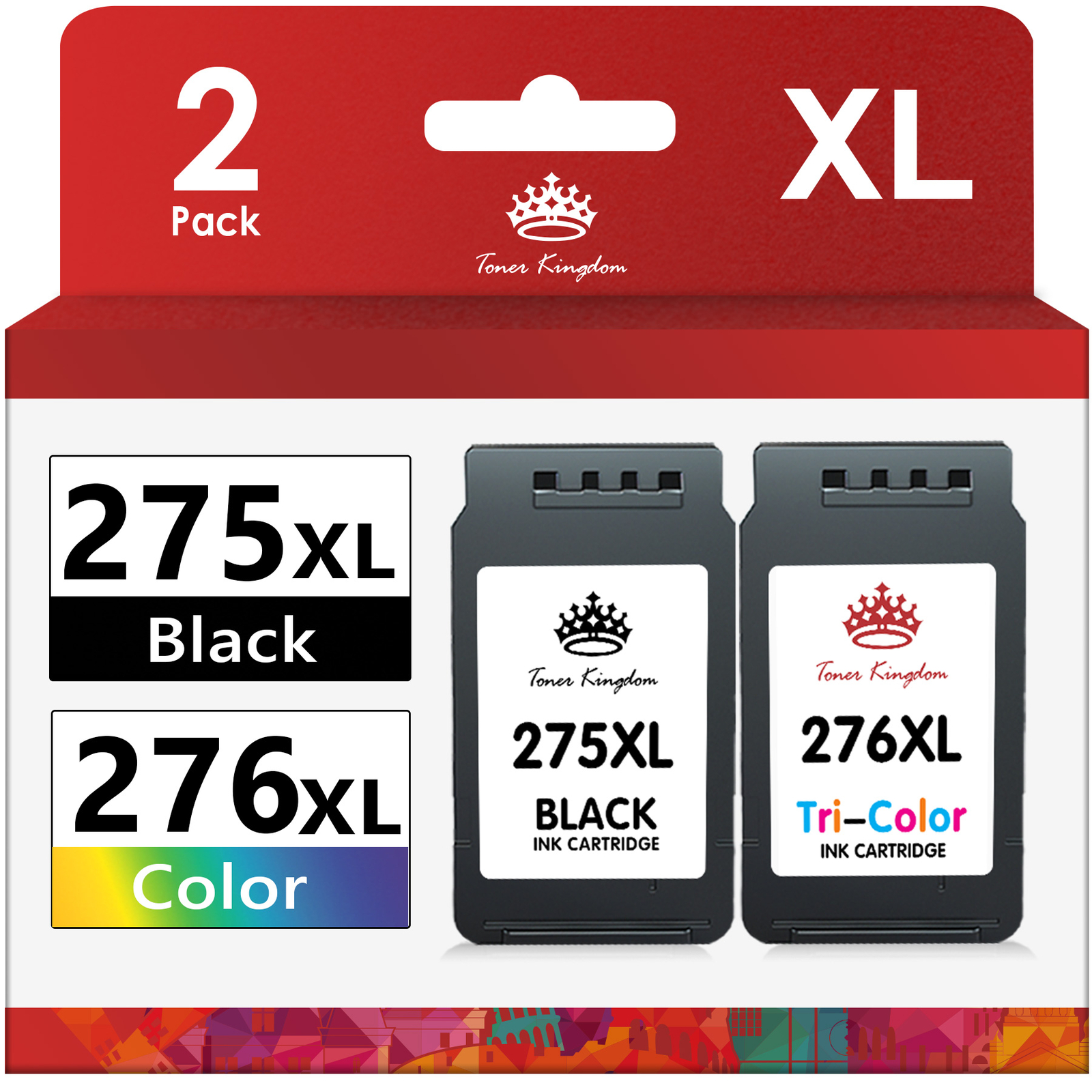 2PK PG-275XL CL-276XL Ink Cartridges for Canon TS3722 TS3522 TR4720 Printer Ink