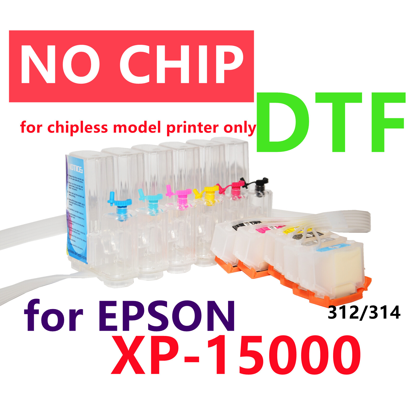 No chip Empty Cis ciss ink system for XP-15000 T314 314 DTF printing chipless **