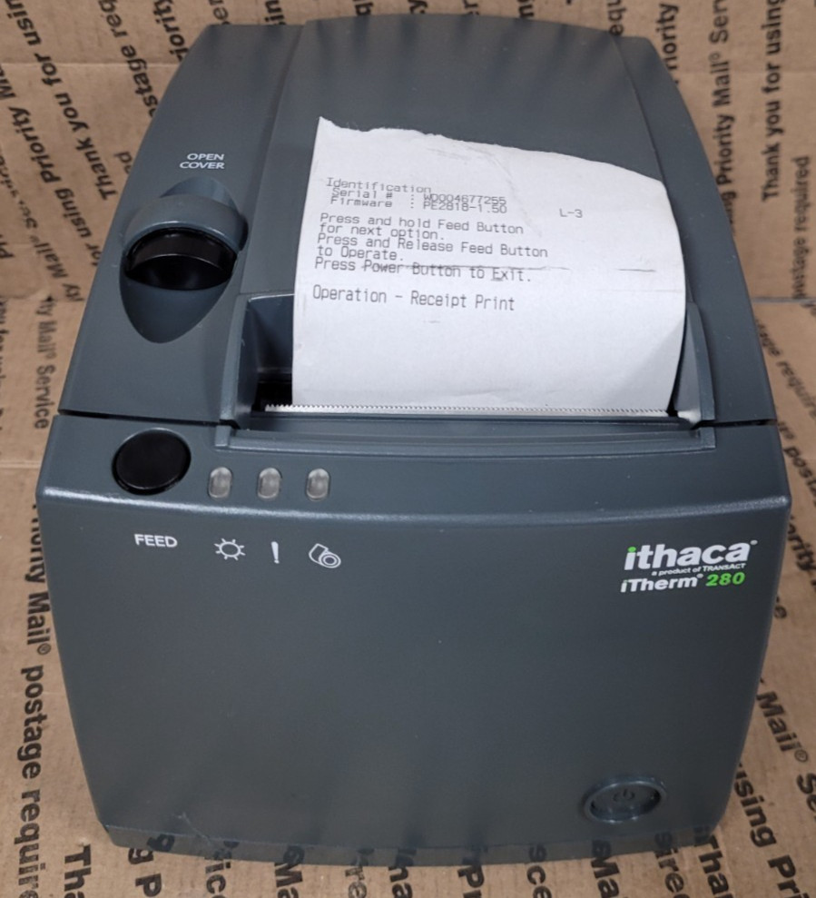TransAct Ithaca iTherm 280 MOD 280-UL Thermal POS Receipt Printer USB (TESTED)