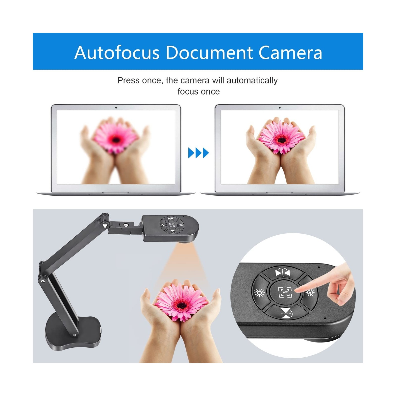 4K USB Document Camera for Teacher, 8MP Webcam & Visualiser for A3 Size with …