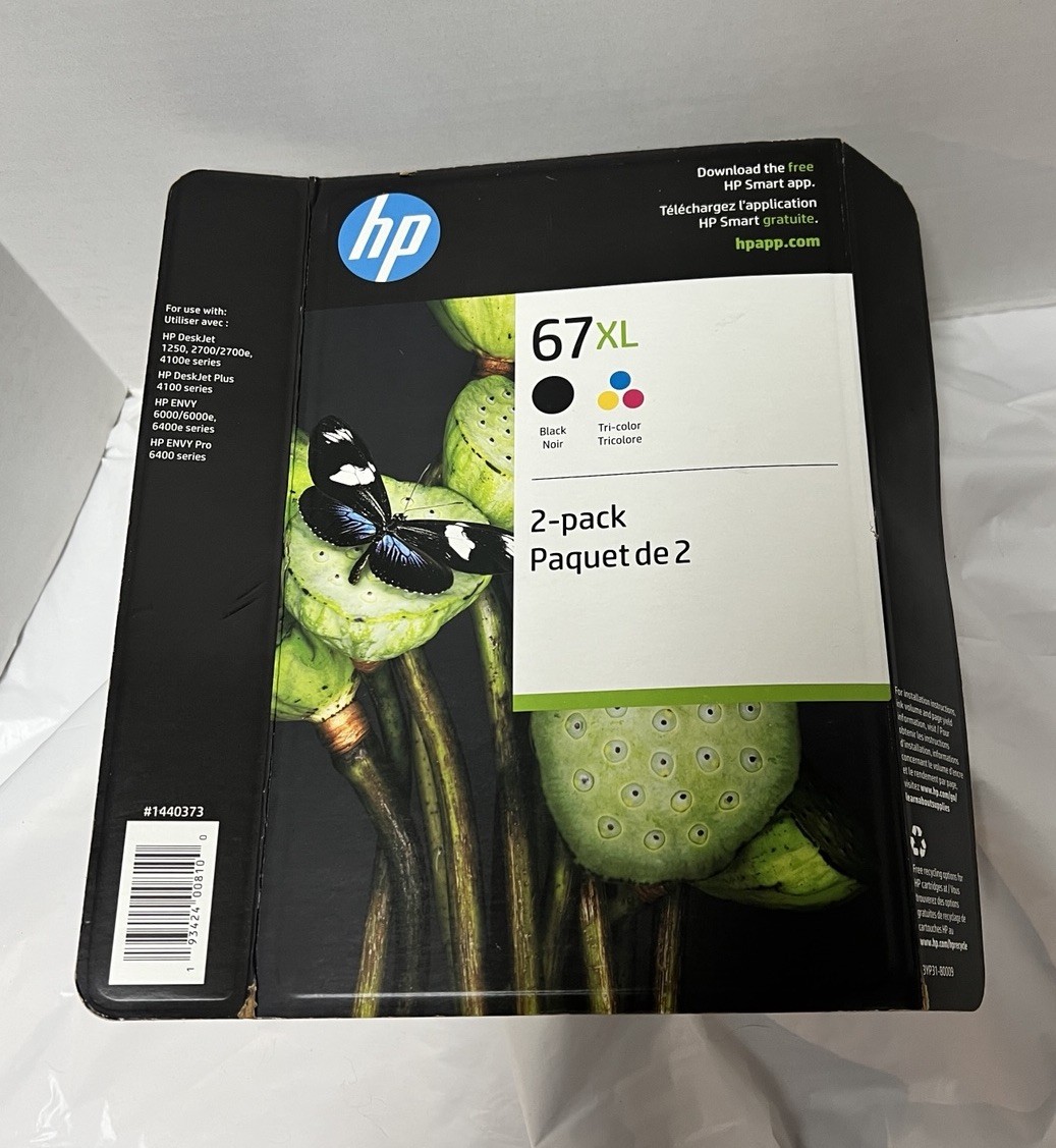 HP 67XL Genuine Ink Cartridge 2-Pack Black Tri-Color Original