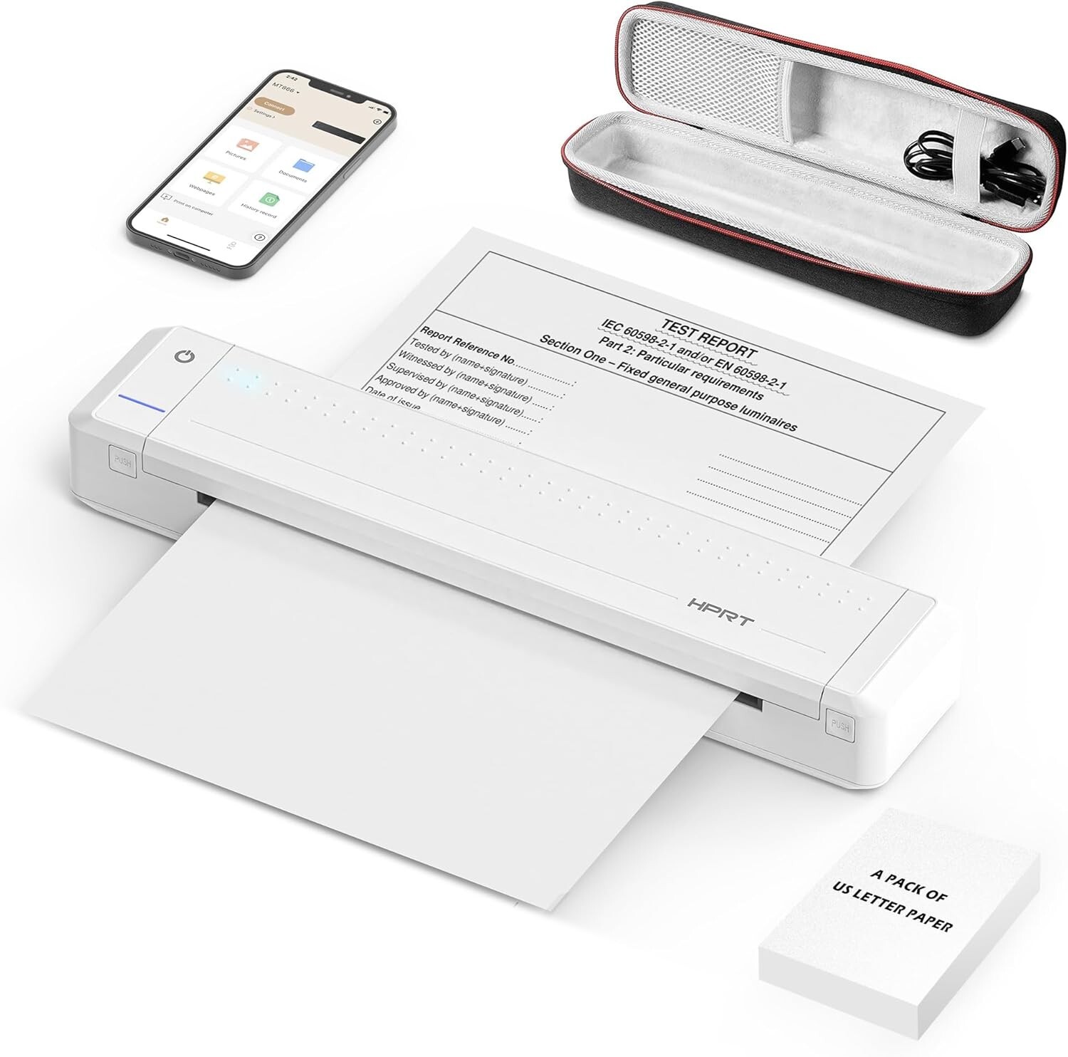 HPRT MT866 Portable Printer Wireless Travel Thermal Inkless Bluetooth Printer