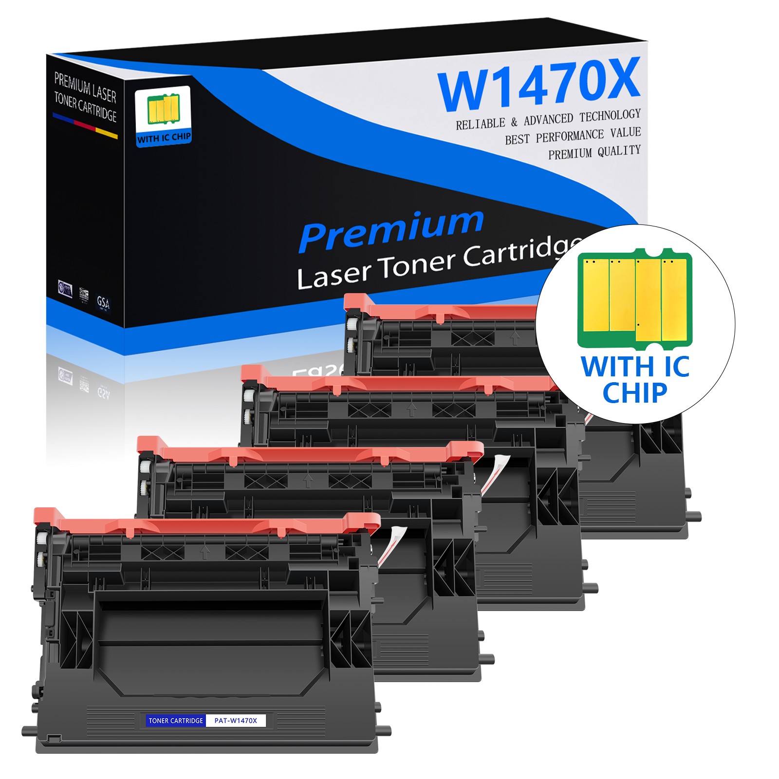 4PK 147A Black Toner Cartridge for HP W1470A HP Enterprise M612dn M612x M635fht