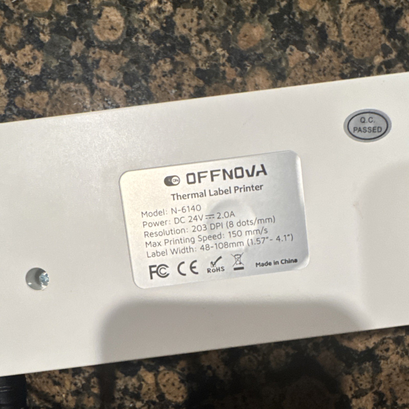 OFFNOVA N-6140 Thermal Label Printer 203 DPI USB Portable 150 mm/s