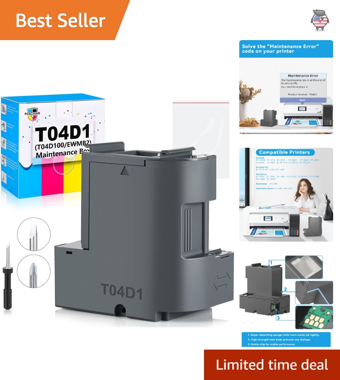 Compatible T04D1 Ink Maintenance Box for Multiple Printers – Leak-Free & Durable