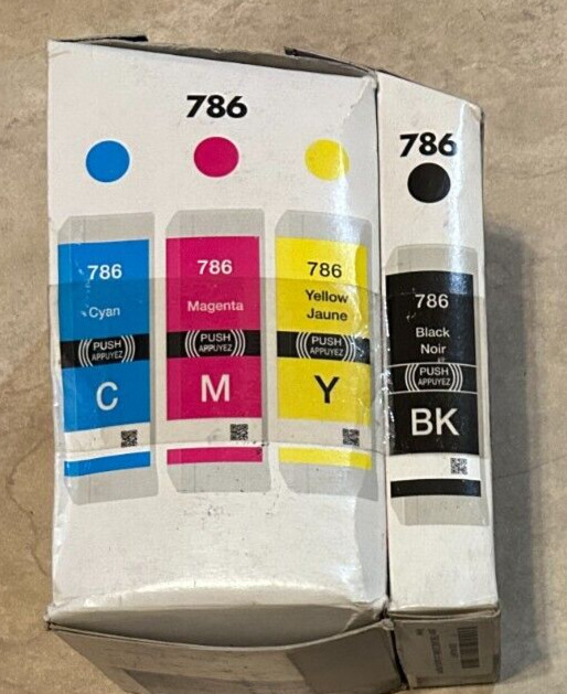 Genuine Epson Printer ink 786 SET LOT 4 Black Magenta Yellow NEW Sealed EXPIRED