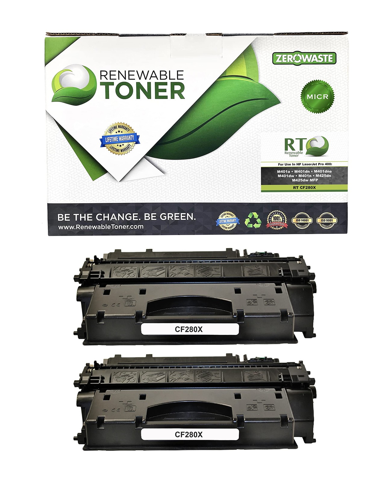Renewable Toner Compatible MICR Cartridge High Yield 2 Pack, Black
