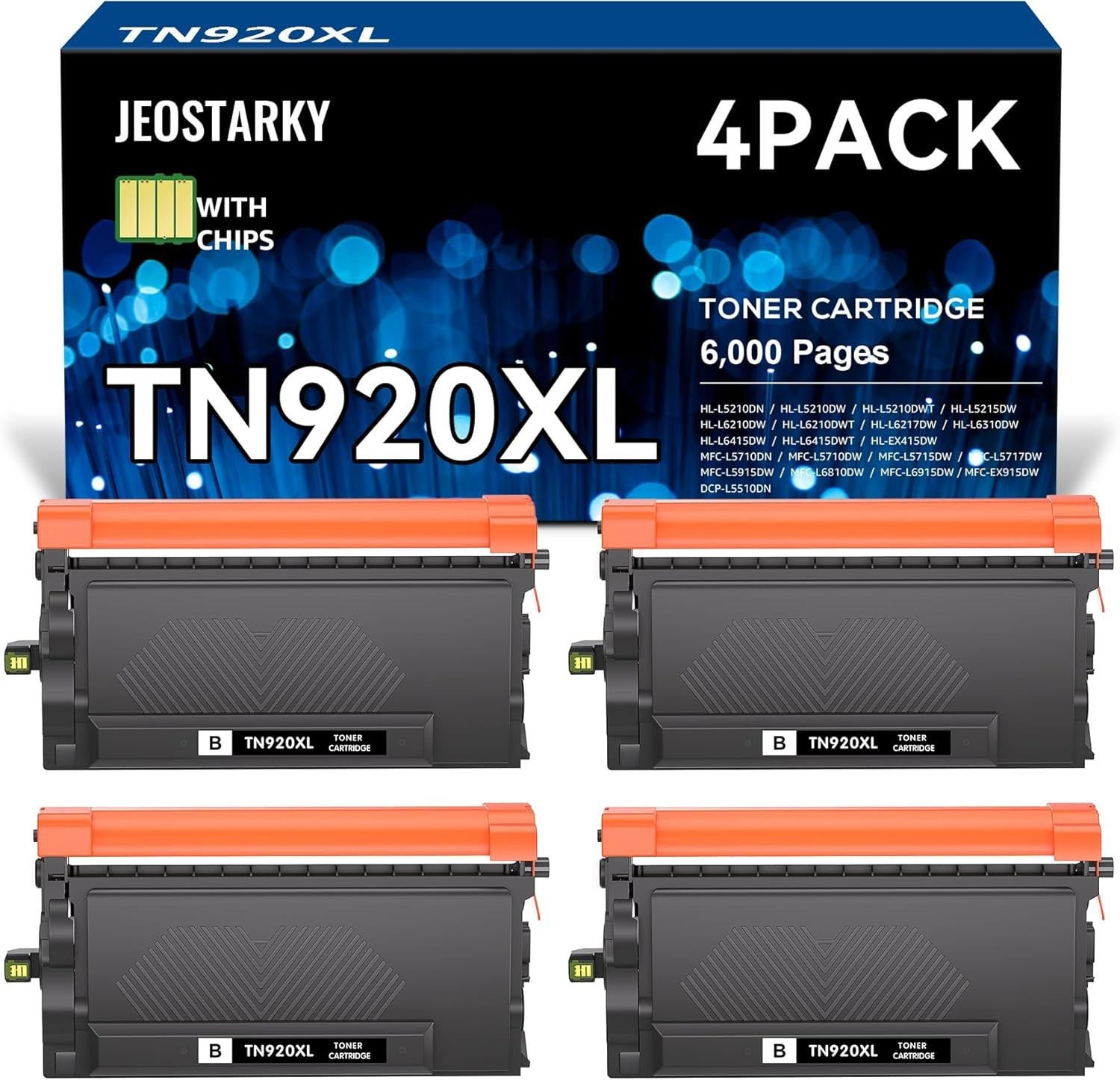TN920XL Toner 4 Pack for Brother HL L5210DW L6210DW L6310DW MFC L6810DW