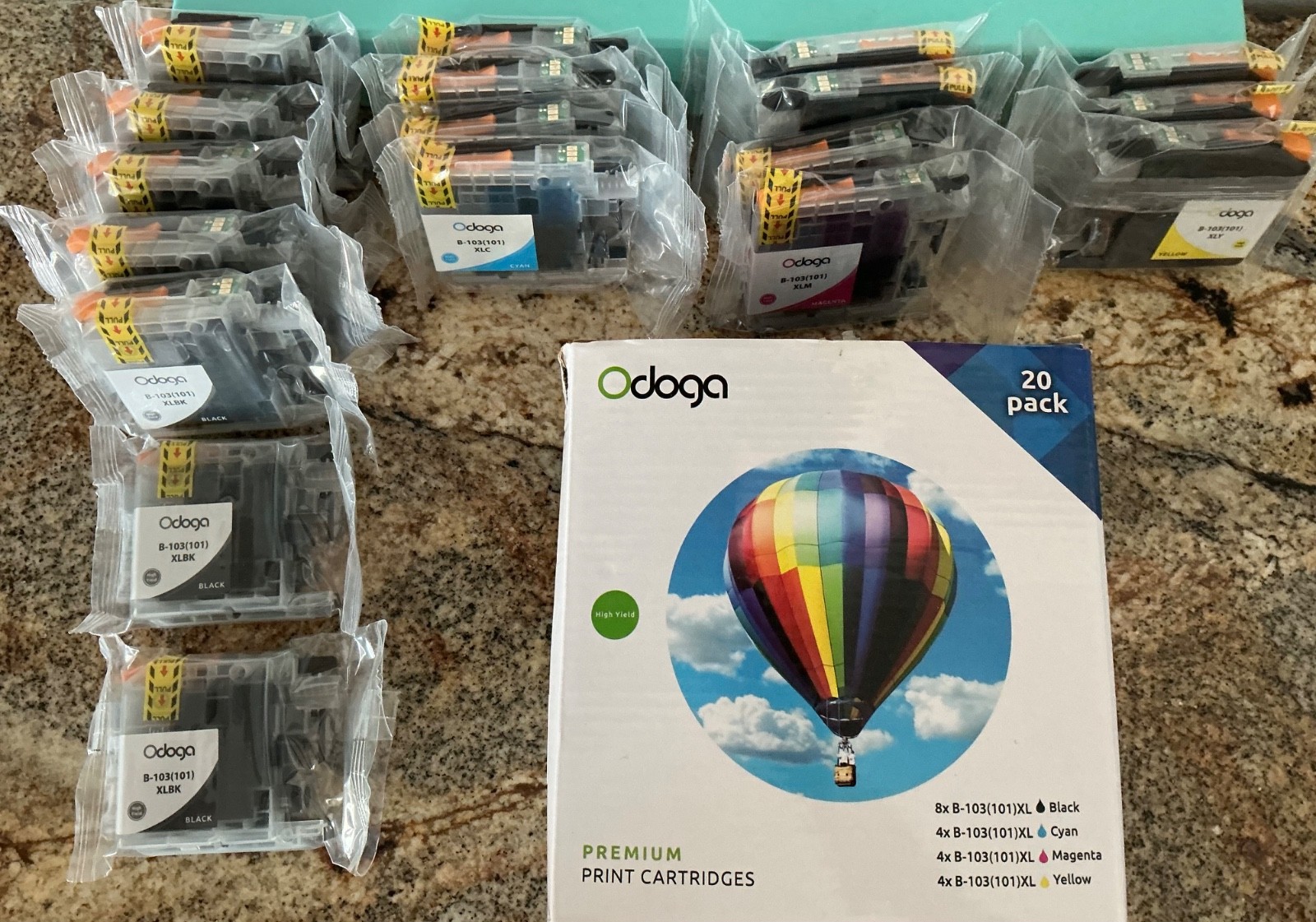 Odoga B-103 XL B C M Y Printer Ink Cartridges Lot Of 18 Box Sealed New