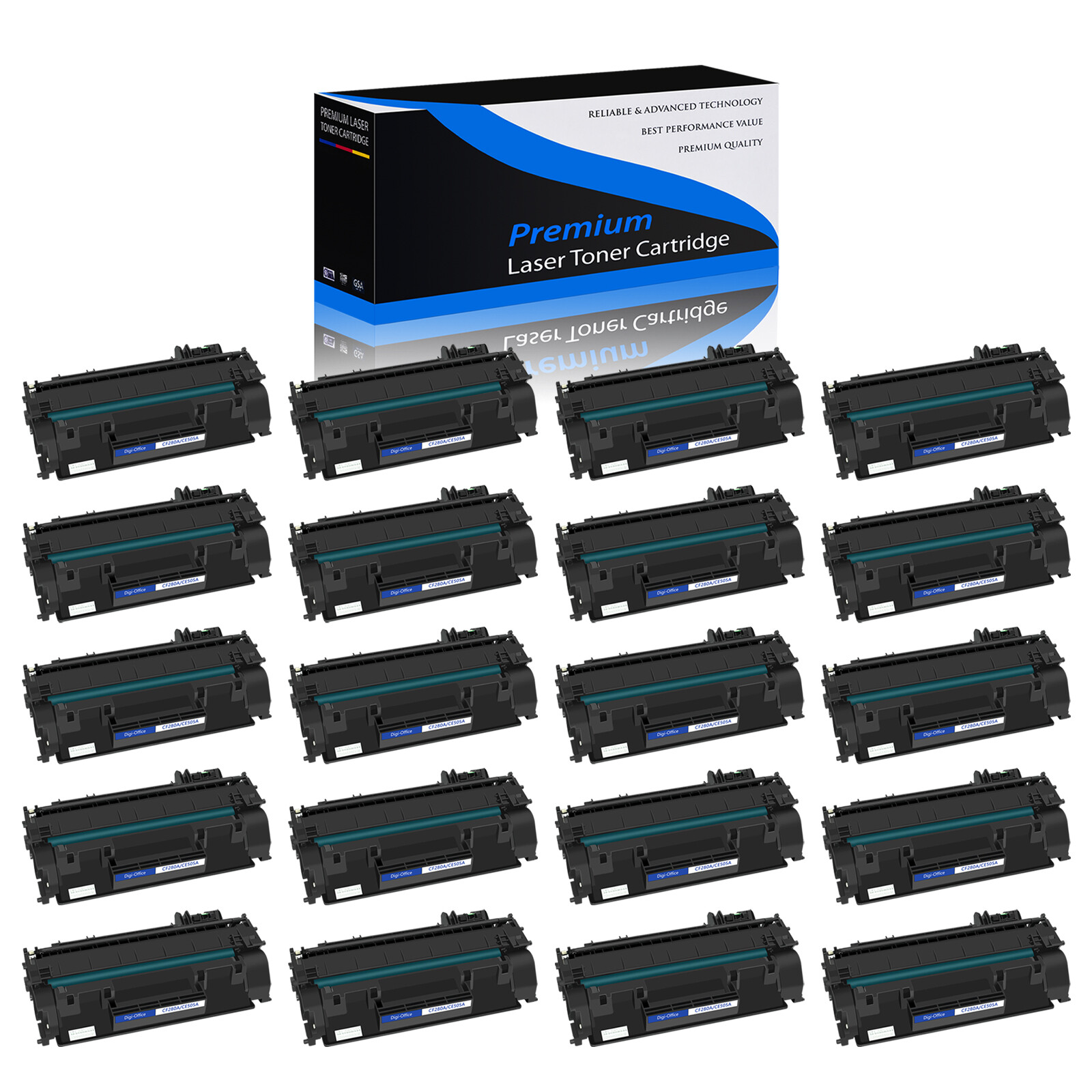 20PK CE505A 05A Toner Cartridge Compatible For HP LaserJet P2035n P2050 Black