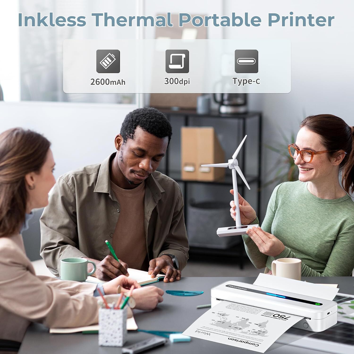 M832 Bluetooth Inkless Thermal Printer Support US Letter For Phone&Laptop lot