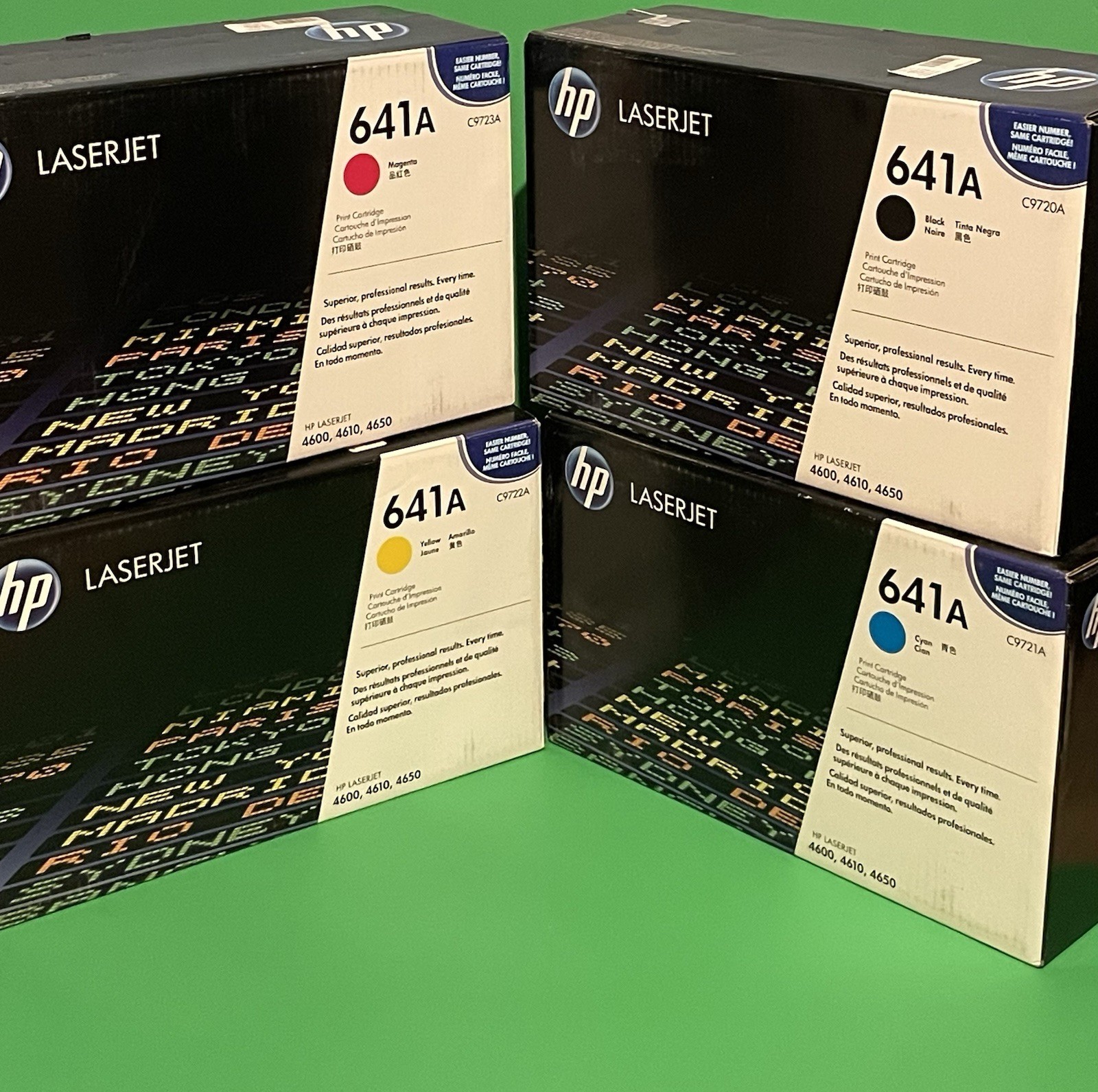 HP 641A 4600 4610 4650 Genuine Toner Cartridges Set of 4 Colors B/C/M/Y NEW!