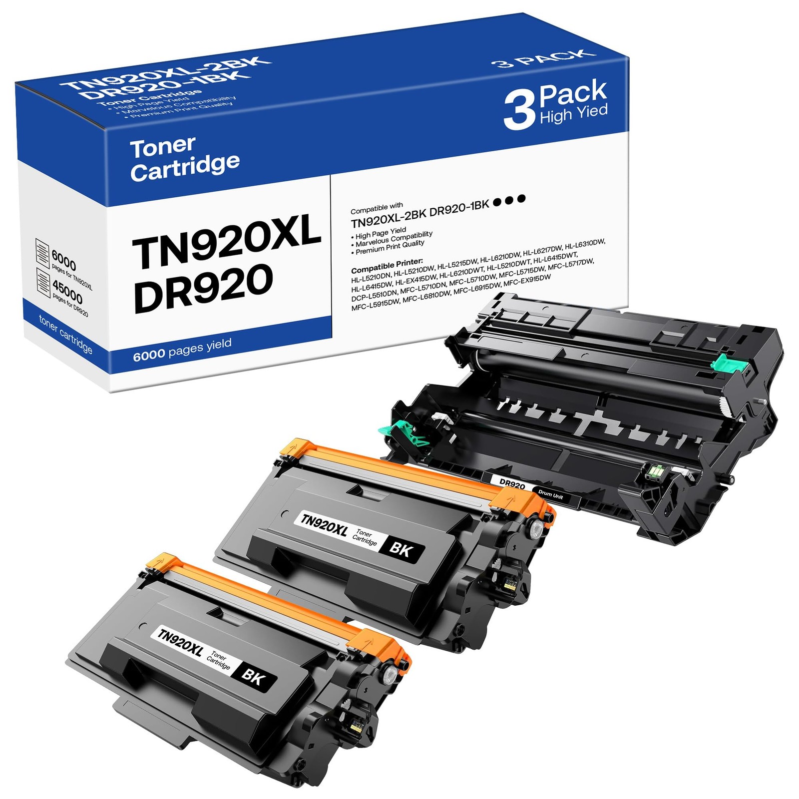 TN920XL Toner Cartridge and DR920 Drum Unit for Brother TN920 TN-920 DR920 DR…