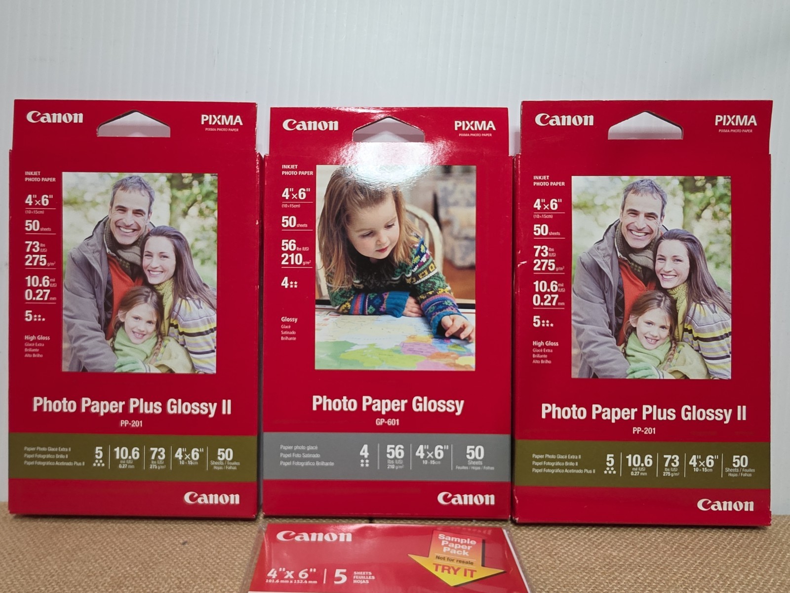 Canon Photo Paper Glossy & Glossy Plus II Inkjet 4 x 6 inch 150-Sheets Set of 3