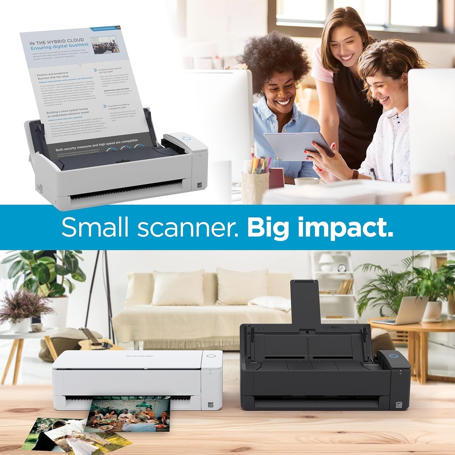ScanSnap iX1300 Compact Wireless Scanner 30ppm Double-Sided USB Mac PC-White