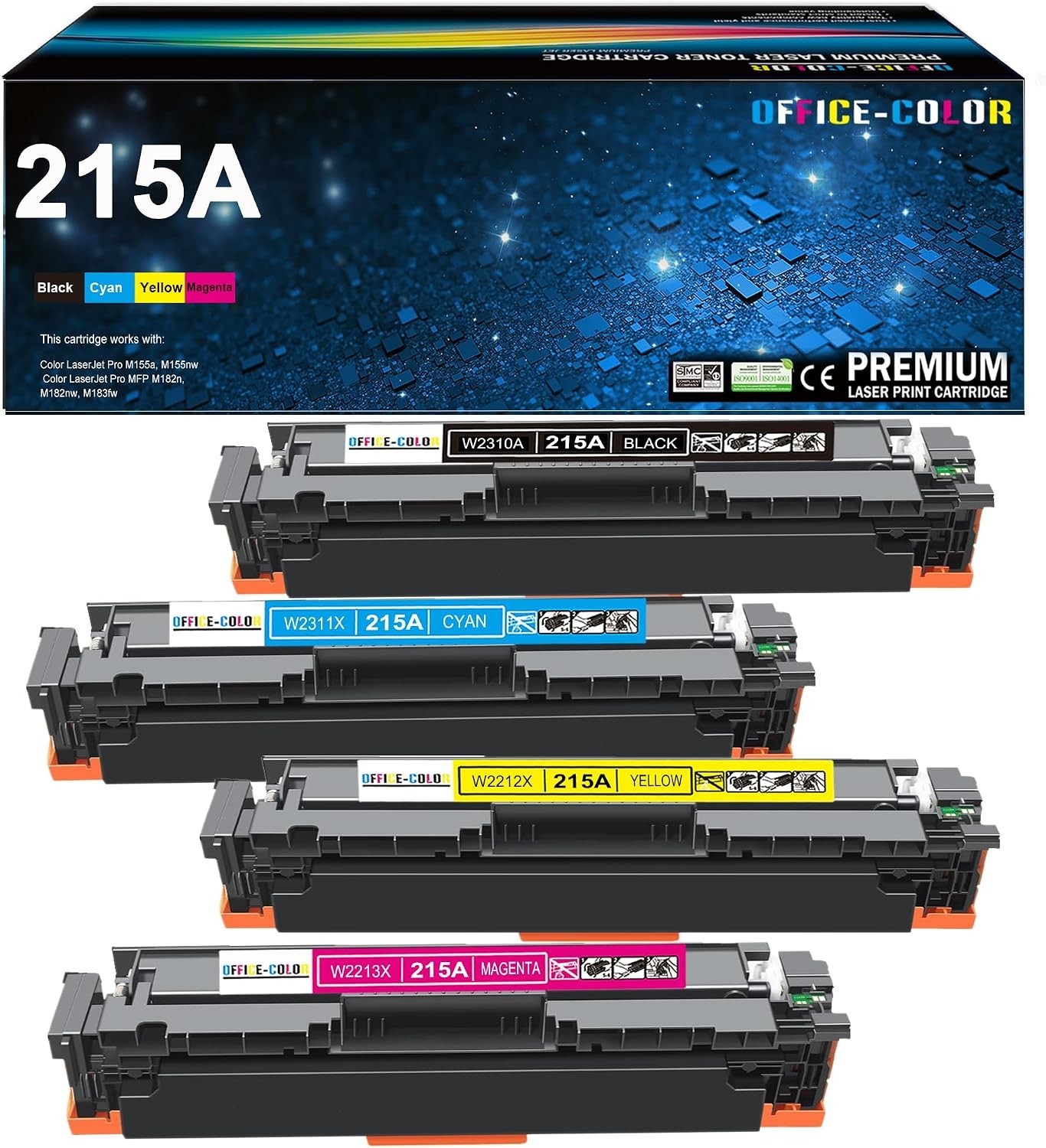 215A Toner 4-Pack for HP M182nw M183fw M155a M155nw W2310A-W2313A