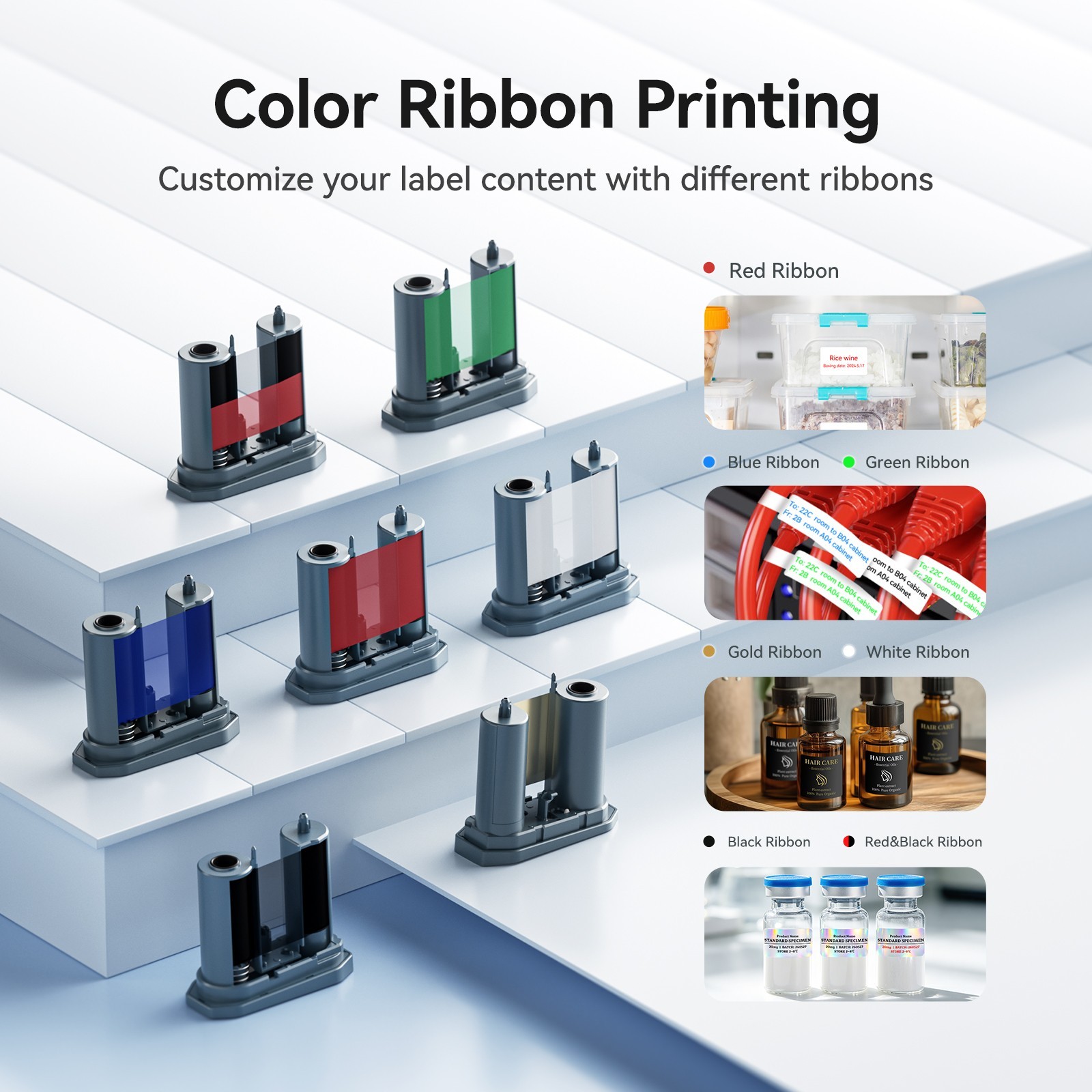 NIIMBOT M2 Label Rolls 40×20 with Ribbon Refill Bundle for Vials Lab Use