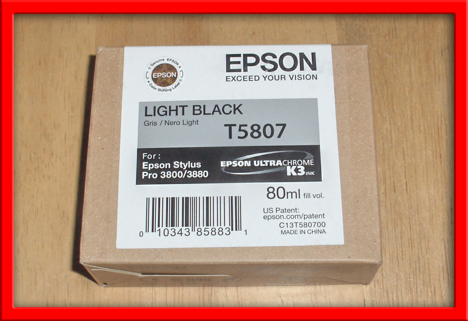 T5807 Genuine Epson Pro 3800 3880 Light Black Ink T580700 w/exp 11-2026