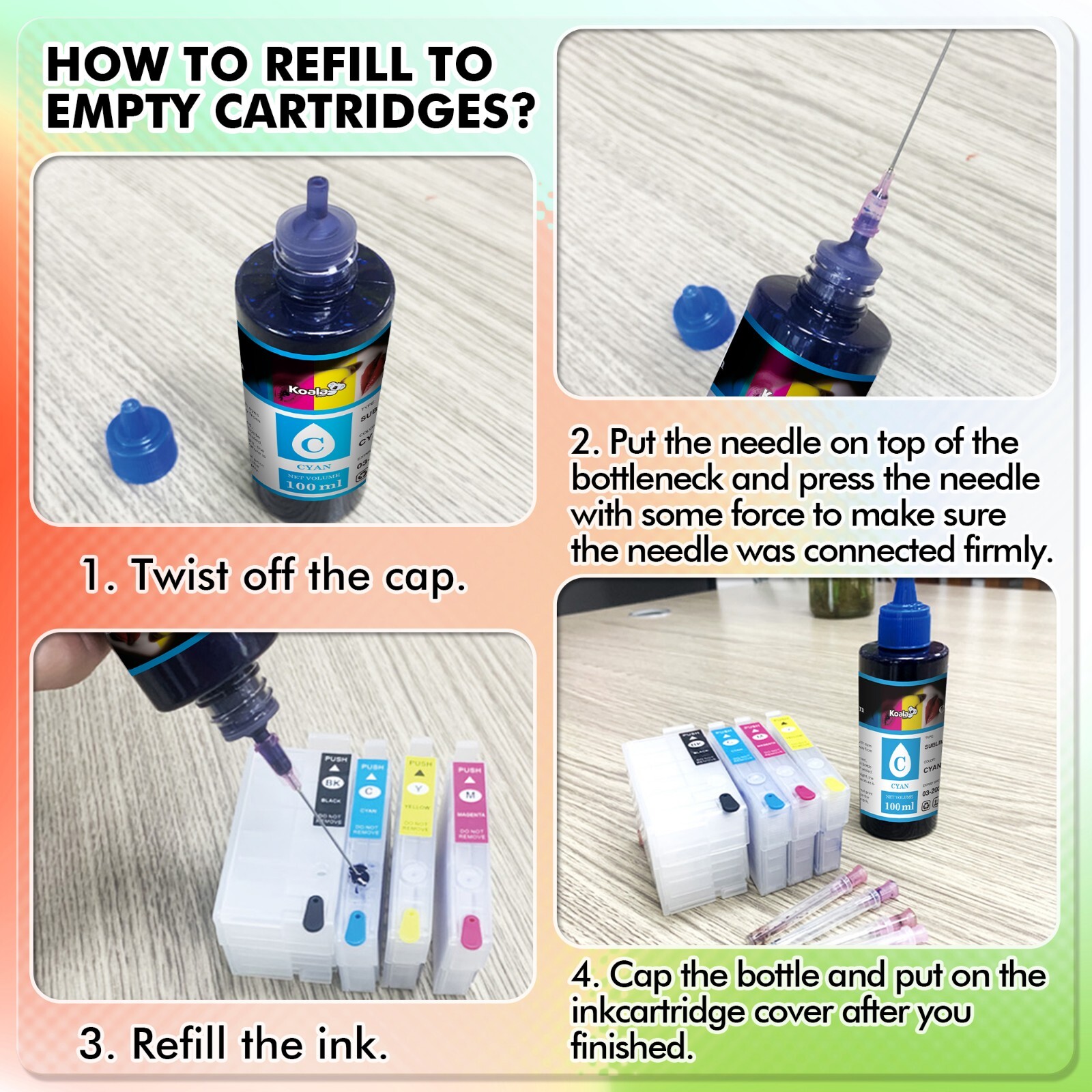 400ML Koala Sublimation Ink BLACK Ink Refill for Inkjet Printers Epson HP Canon