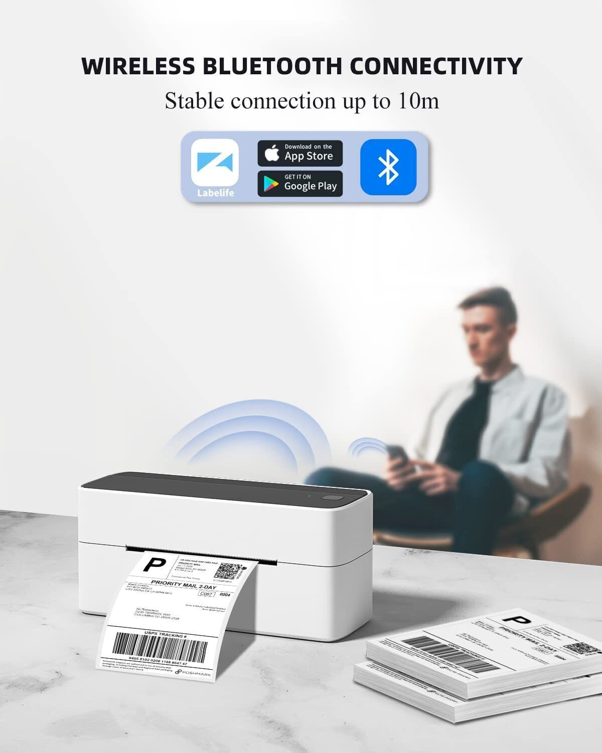 Phomemo Bluetooth Thermal Shipping Label Printer 4×6 for Amazon Label Maker Lot