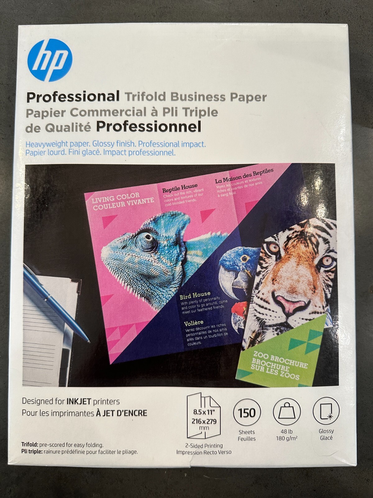 HP Professional Trifold Business Glossy Brochure 4WN12A 150 Sheets NEW