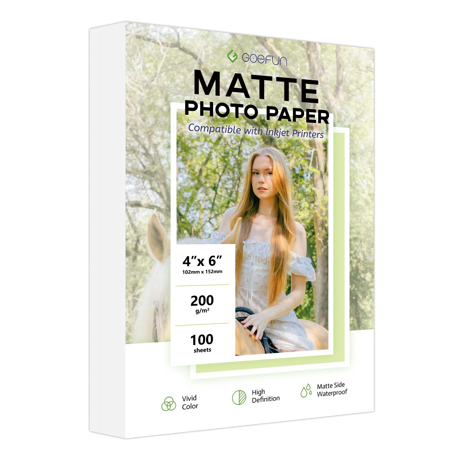 100 PCS Matte Photo Paper 4×6 Inch 200 GSM 54LB Inkjet Printer Dye Pigment