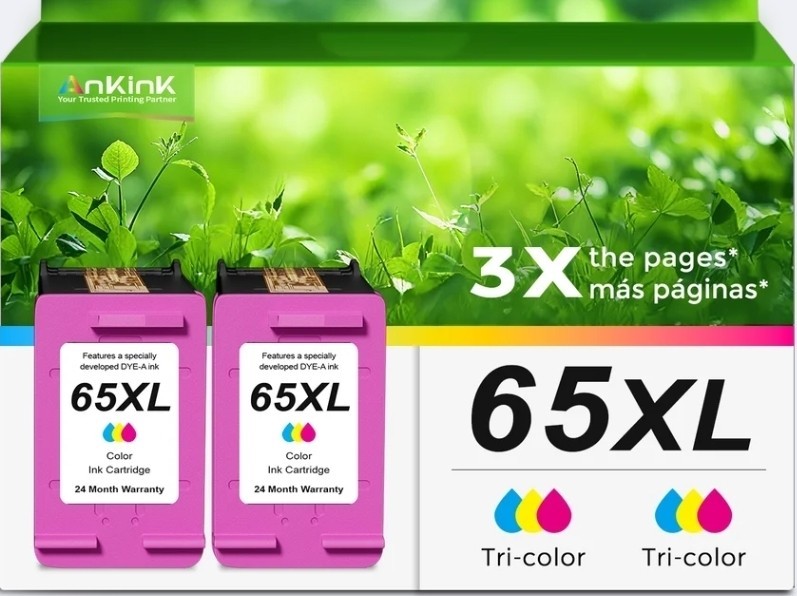 ANKINK Compatible HP 65XL Color Combo Pack Ink Cartridges 2 PACK