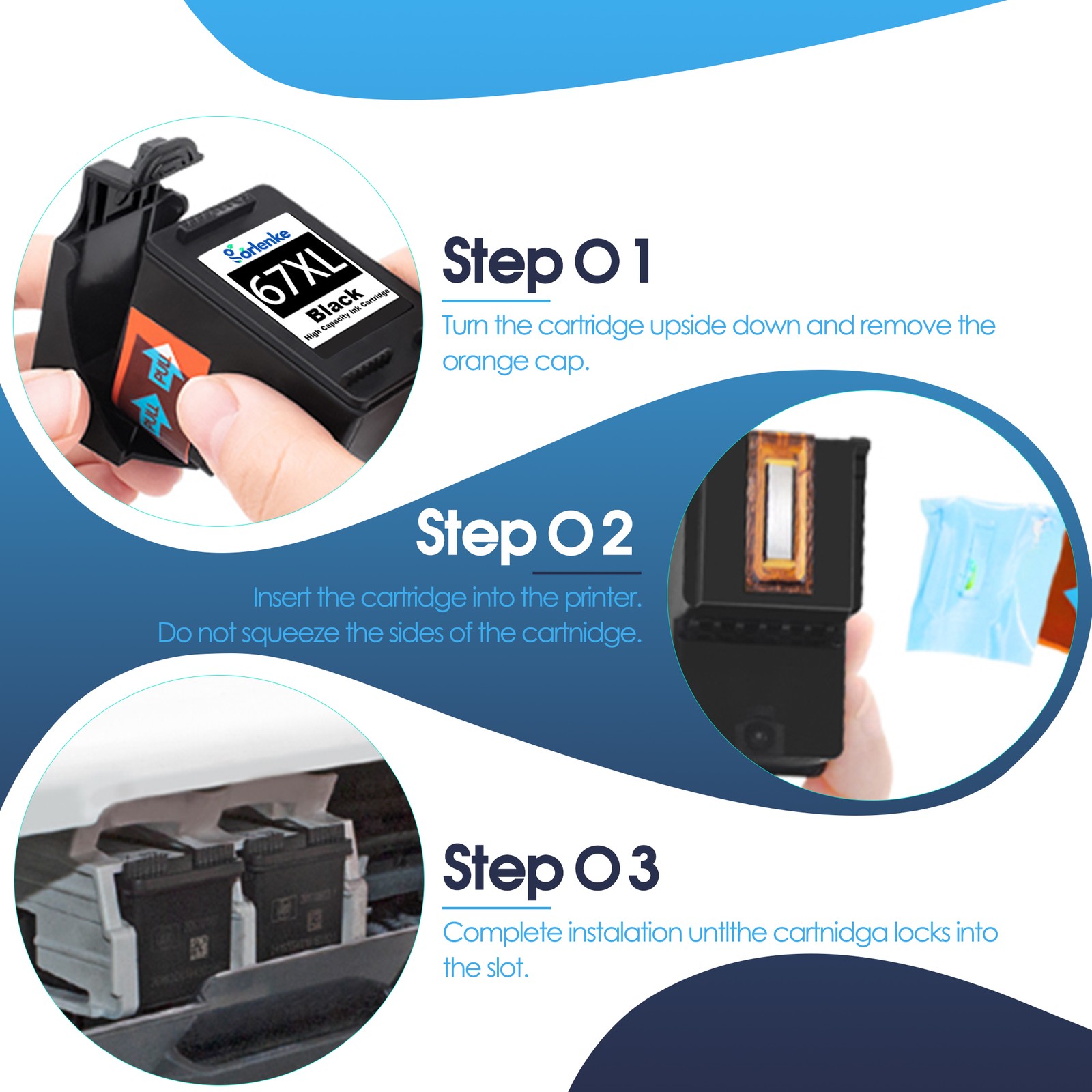 67xl Ink Cartridge Combo 67 Ink for HP Deskjet 2721e 2724 2732 2742e 2752 2752e
