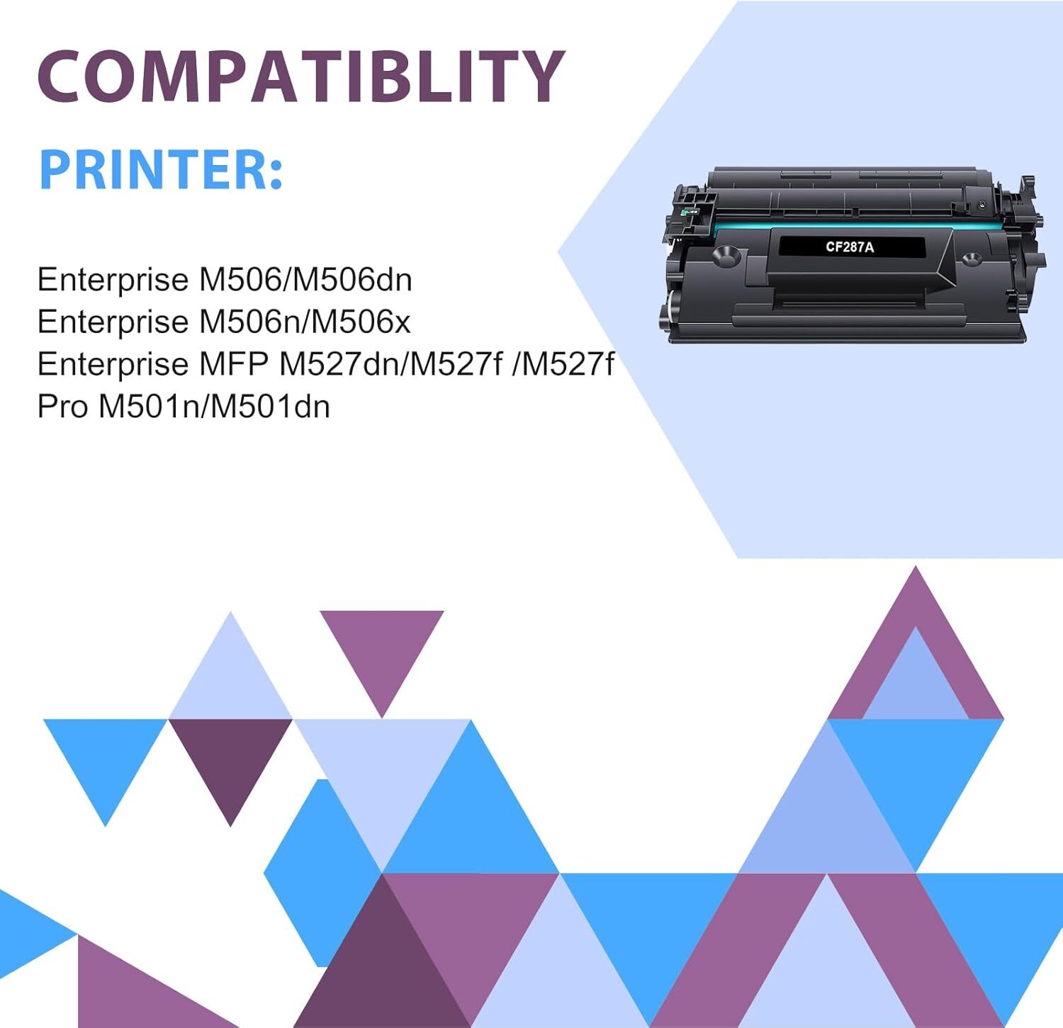 Black Toner Cartridge for HP 87A CF287A/87X CF287X Enterprise M506 M501/MFP M527