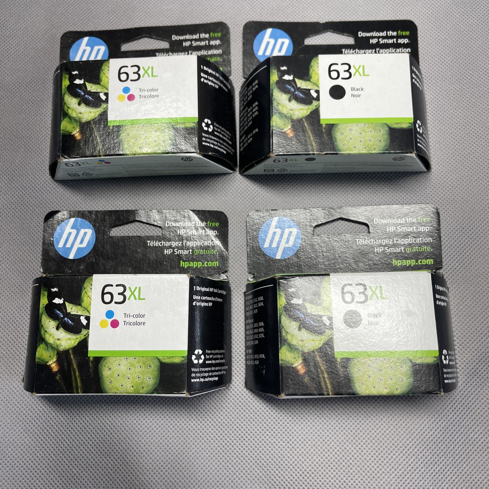 GENUINE 4 PACK HP 63XL Black & 63 Color Ink