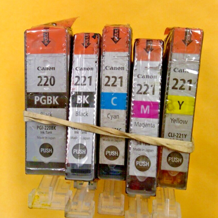 Genuine OEM Canon PG-220 Black & CL-221 Color Ink Bulk Packaging FREE SHIPPING