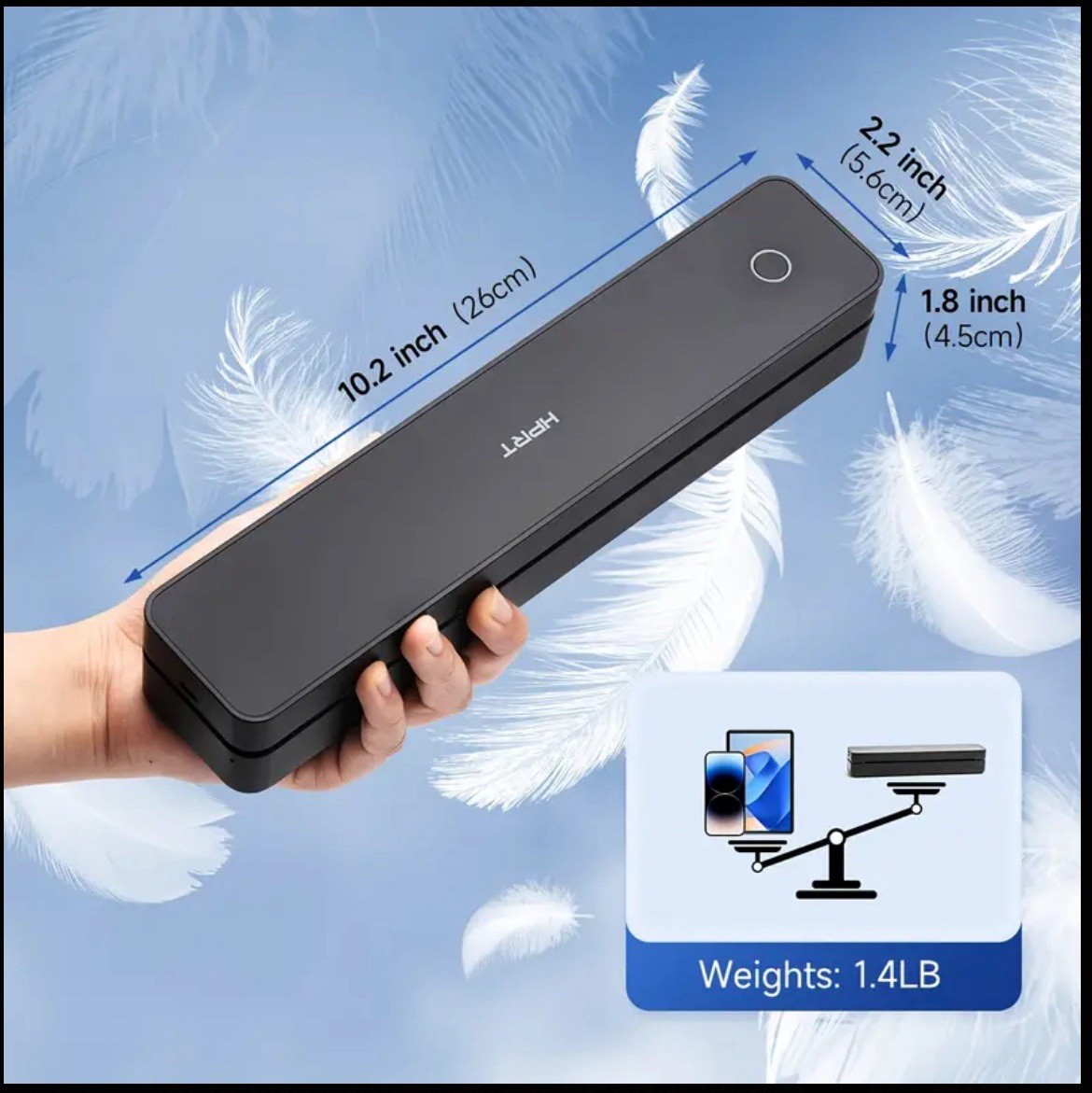 HPRT MT610 Portable Wireless Thermal Printer, 203DPI, A4 & Letter Size