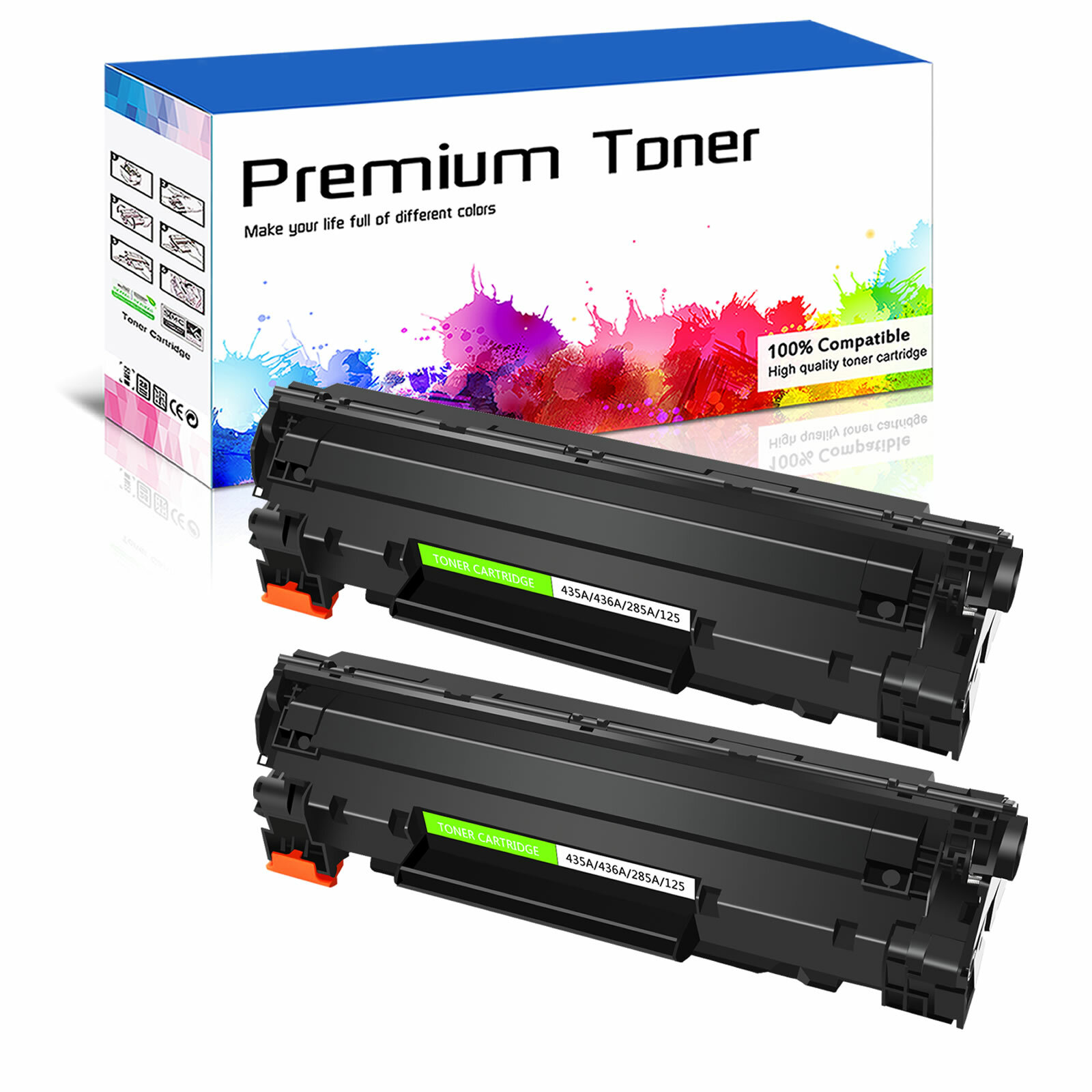 2PK CB435A 35A Toner Cartridge Fit for HP LaserJet Pro P1005 P1006 P1008 P1009