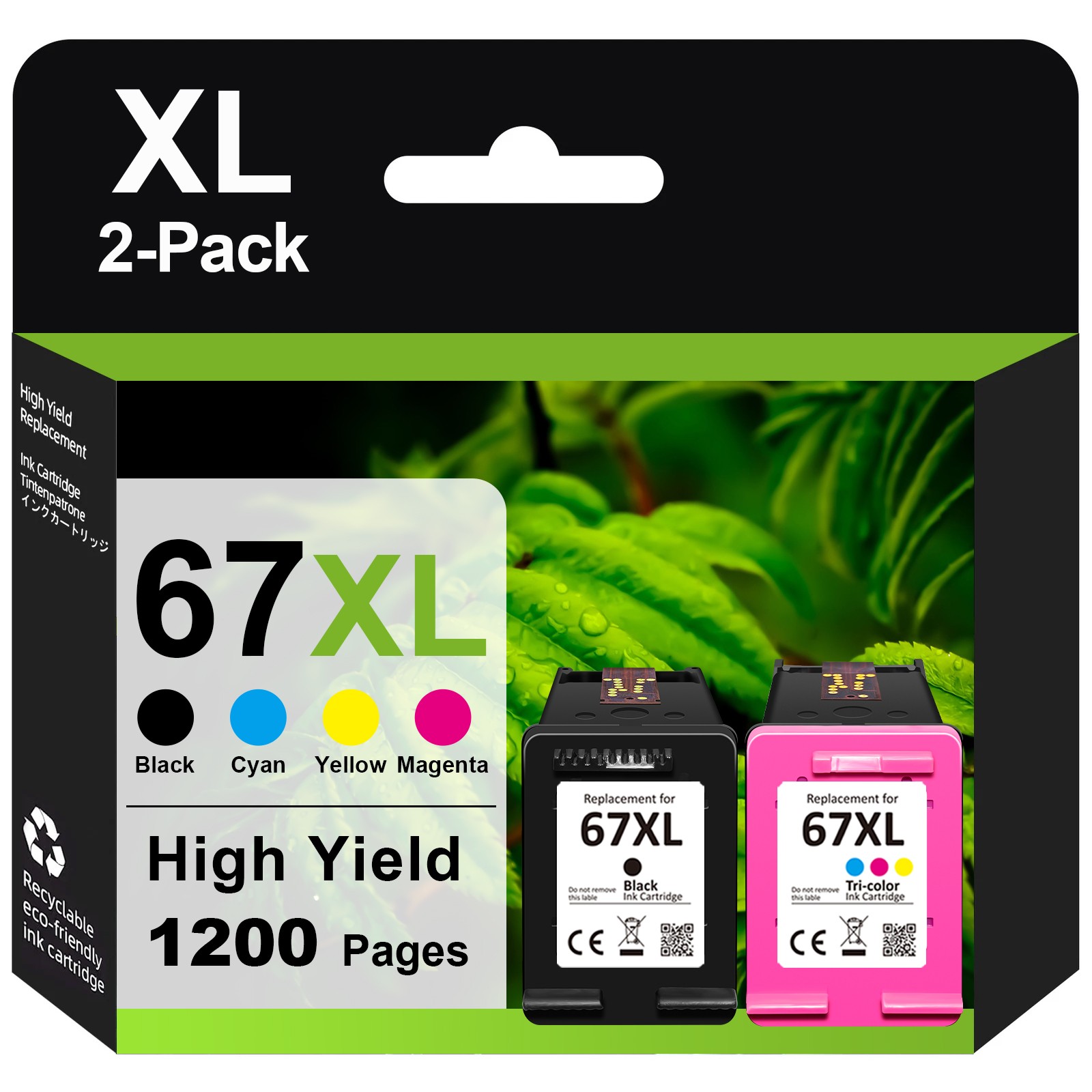 67XL Ink Cartridges for HP Ink 67 XL Deskjet 2752e 2755e 2700e 4152e 4155e 4100e