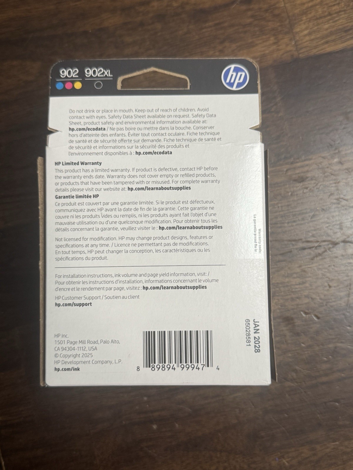HP Genuine 902XL Black 902 Color Ink Cartridges 4-pack Exp 1-28 & 3-28