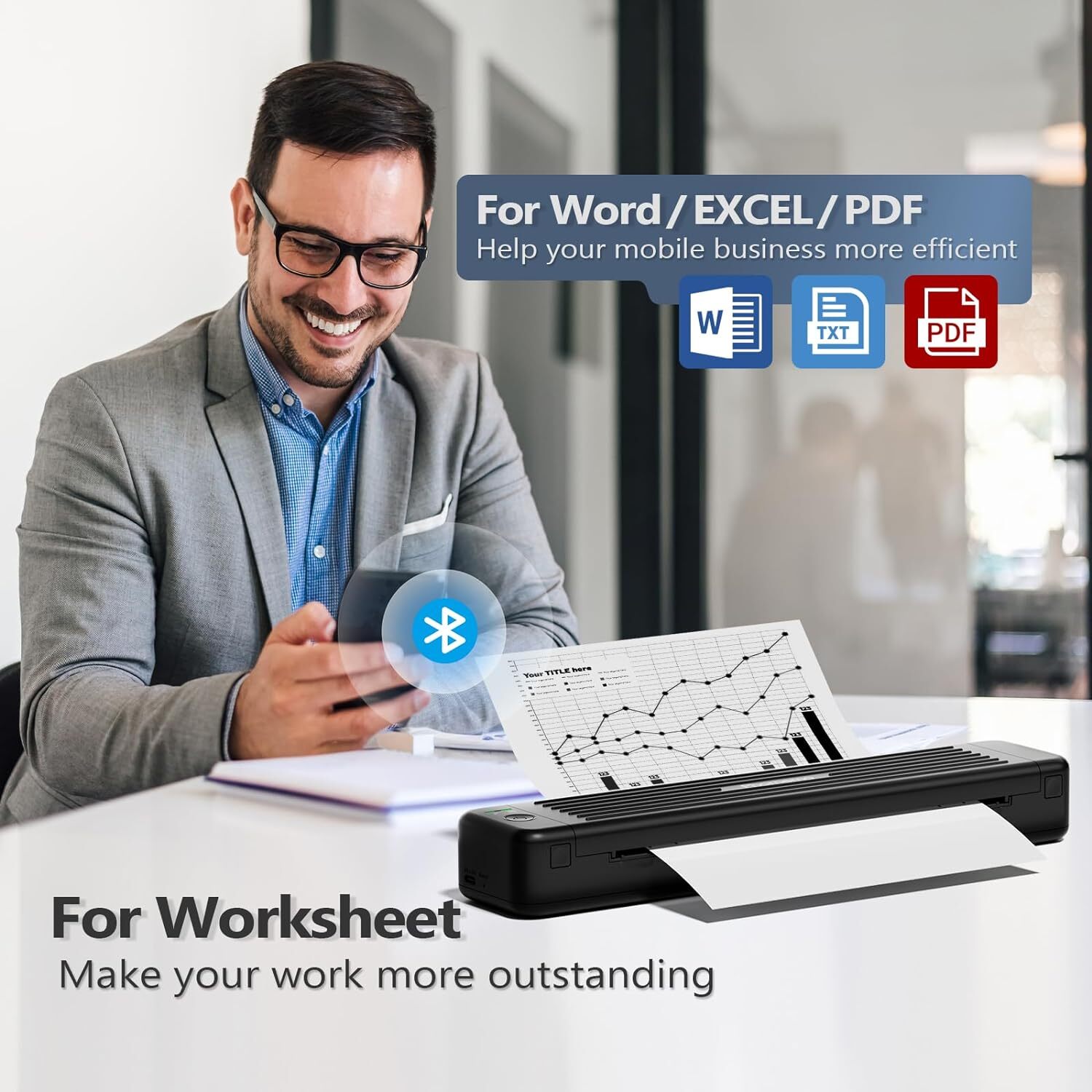 Phomemo A4 Portable Wireless Thermal Printer Support 8.5″ X 11″ US Letter A4
