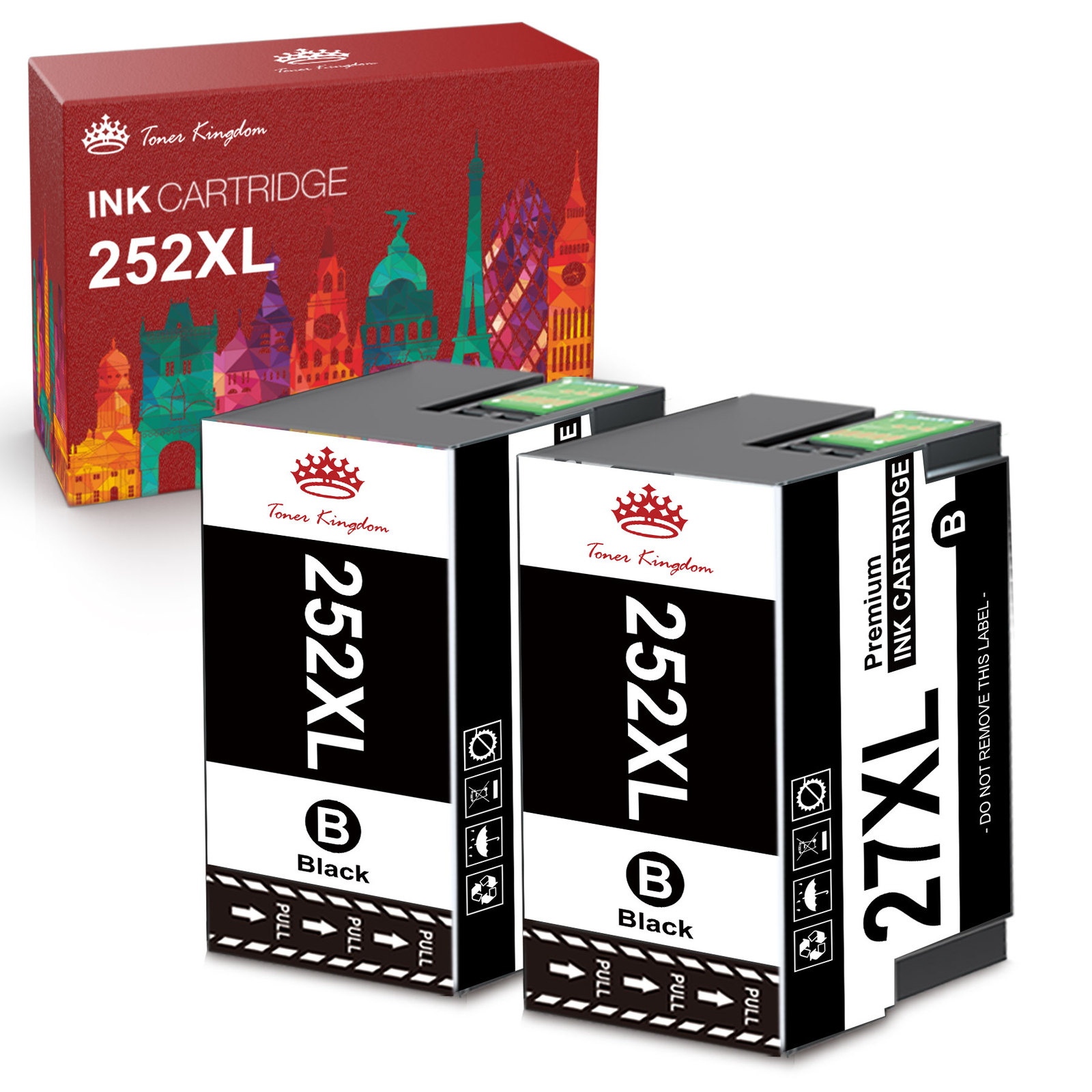 2PK 252XL 252 XL Black Ink Cartridges For Epson WorkForce WF-3630 7620 7110 7210