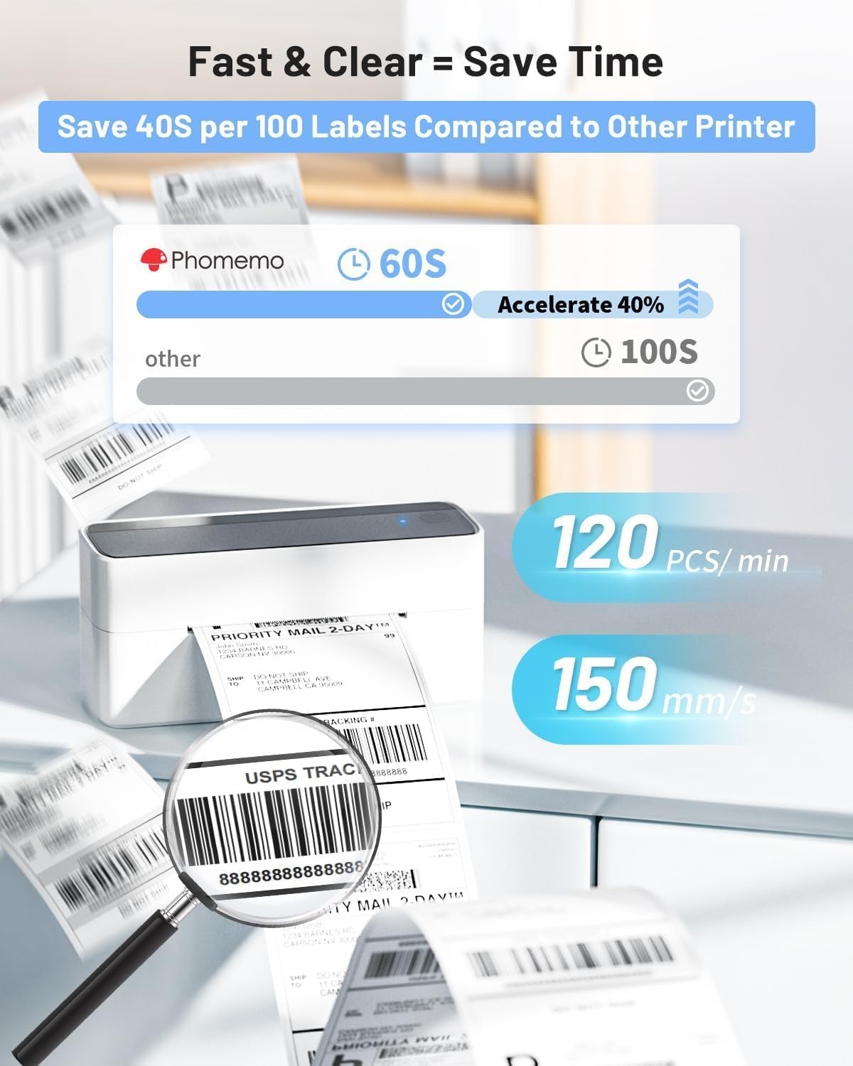 Phomemo 4×6 Thermal Label Printer Shipping Label Printer Shipping Barcode LOT
