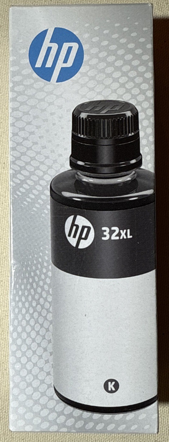HP 32XL 135-ml Blk Original Ink Bottle, ~6,000 pages, 1VV24AN New Exp 3/26
