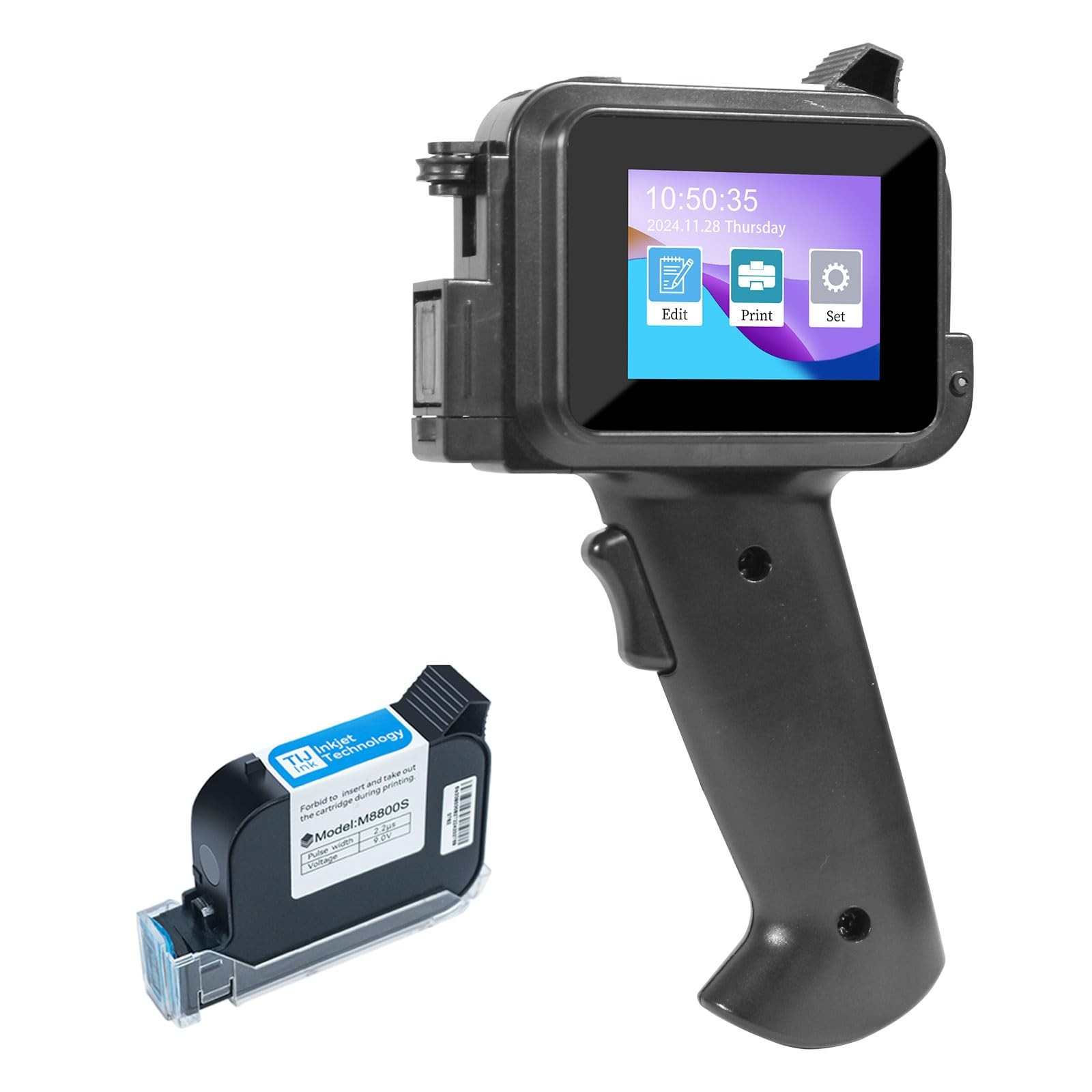 ZHONGMIN Handheld Inkjet Printer with 42ml Quick-Drying Ink Cartridge, 0.5 Inch