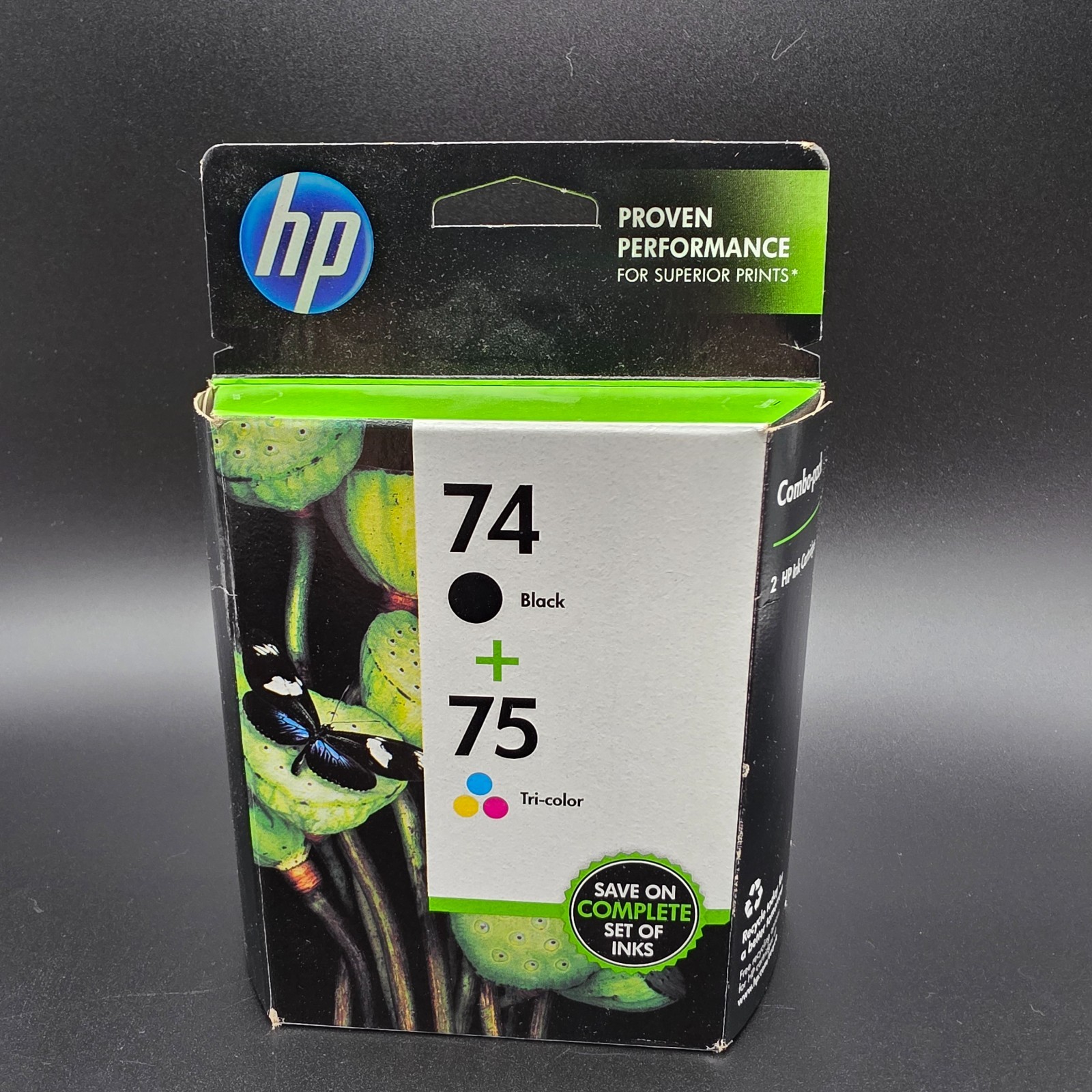HP 74 Black & 75 Tri-Color Ink Cartridges Genuine EXP 8/15