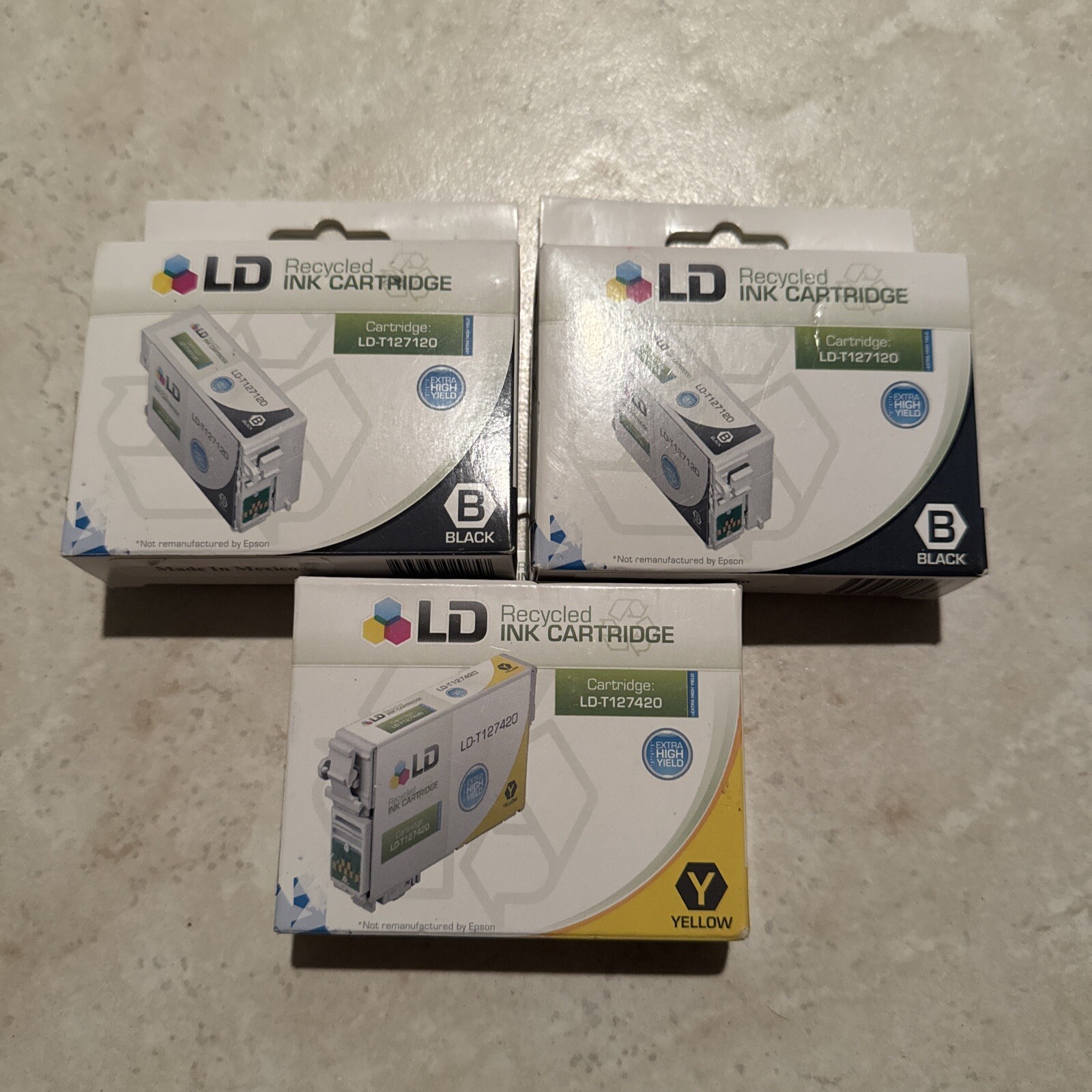 3 Pack LD T127120 127 for Epson 127 Black & Yellow Ink 630 633 NX625 840 Lot
