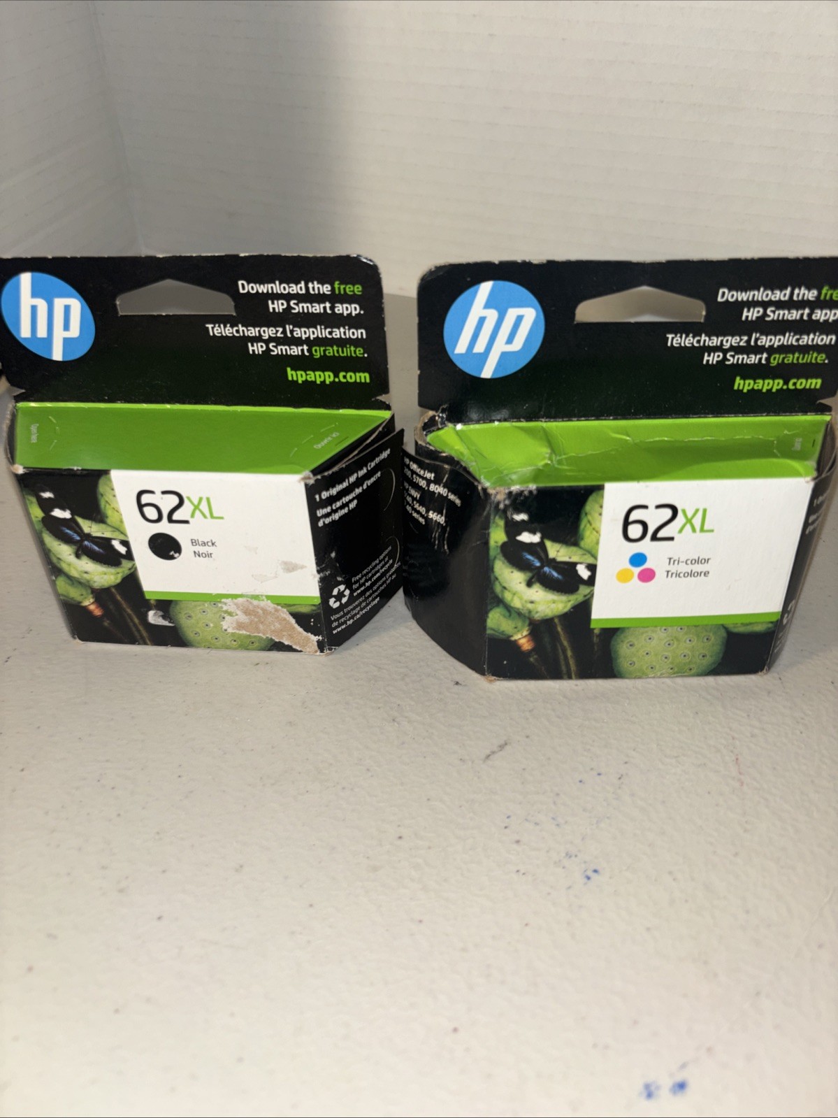 HP C2P05AN 62XL Ink Cartridge & Black 6 C2P07AN 62XL Color Expired July 2023