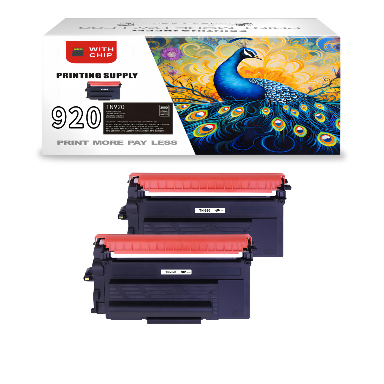 2PK TN920 Toner Compatible for Brother TN920 TN920XL HL-L6415 MFC-L5710 MFCEX915